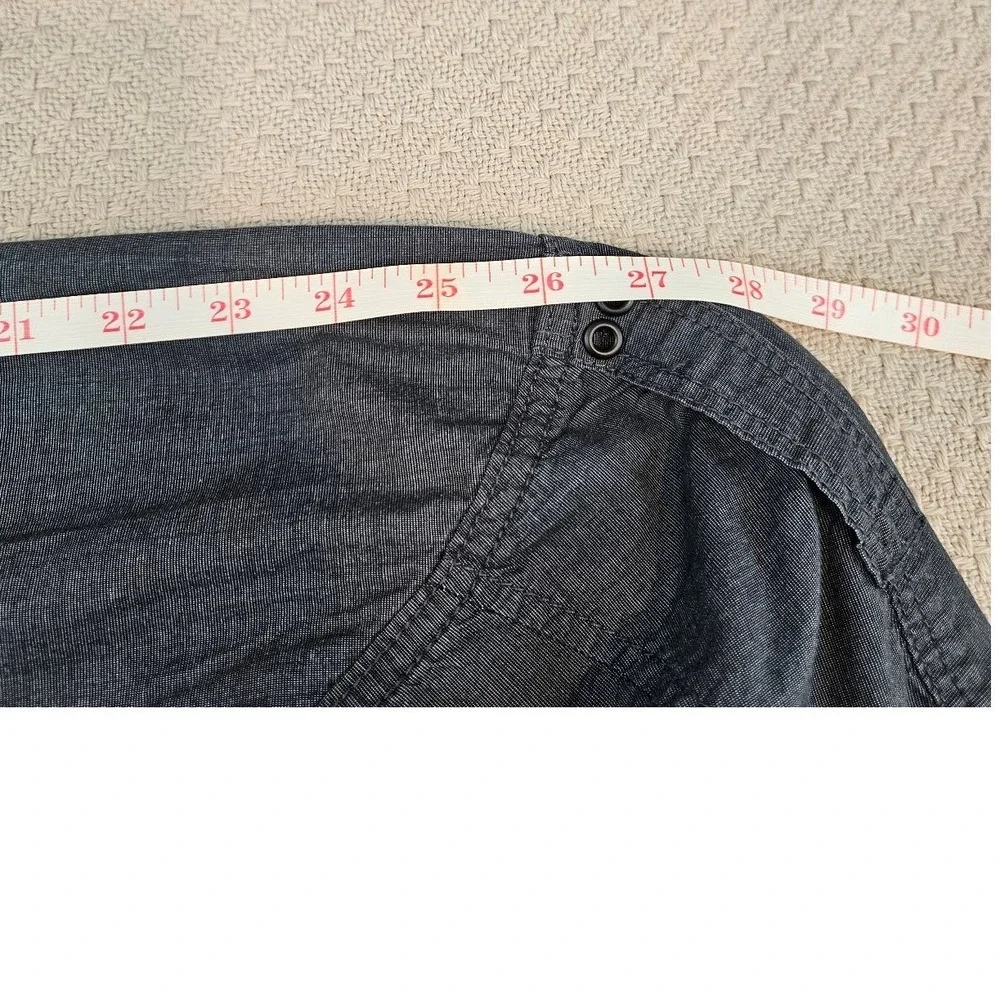 American Rag Mens XXL Gray Cotton Chambray Roll Tab Utility Button Down Shirt